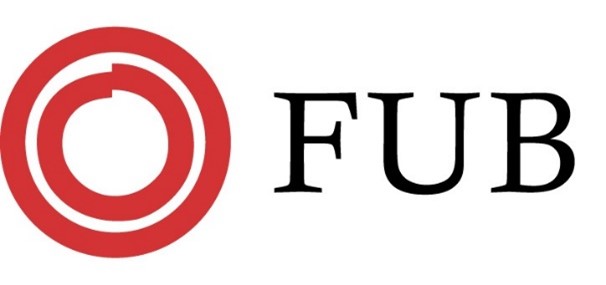 FUB:s logotyp med två röda cirklar i varandra och bokstäverna FUB i svart