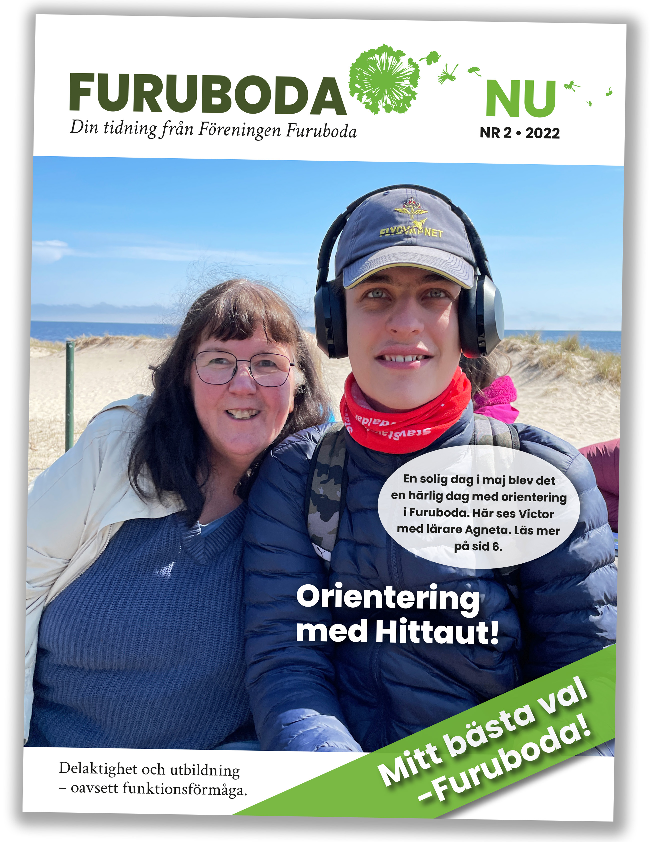 Framsida av Furuboda.Nu, en kvinna och tonåring på stranden i Furuboda